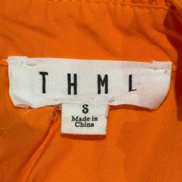 THML Orange flutter sleeve High Neck A-Line Dress size Small - Picture 8 of 14